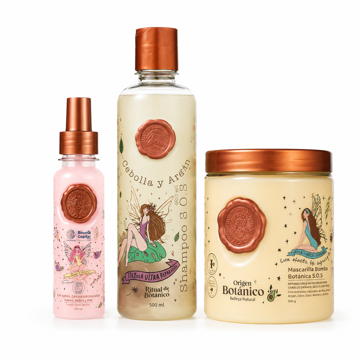 Kit Cuidado Capilar Ritual Botánico – shampoo, mascarilla y termoprotector