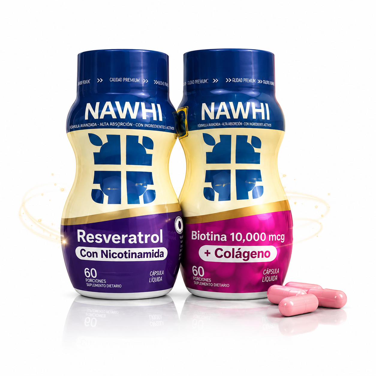 Combo Antiedad – resveratrol y biotina con colágeno 120 cápsulas