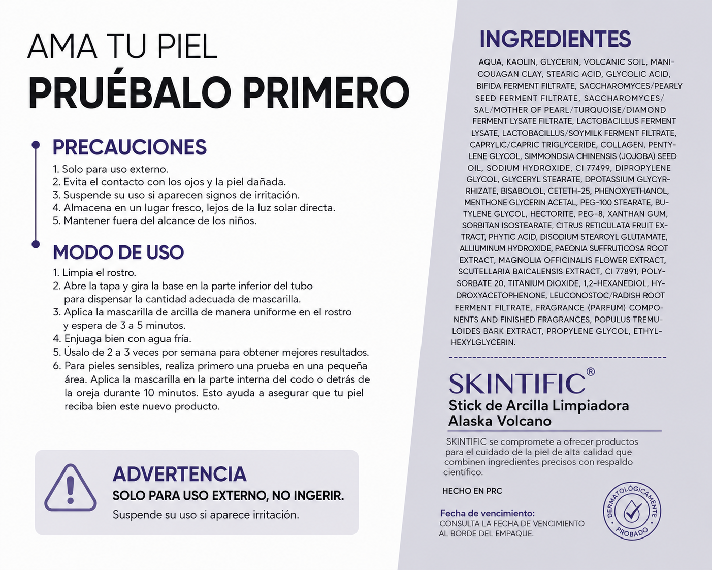 SKINTIFIC Pore Clay Stick 10 ml – Mascarilla en Barra de Limpieza Profunda