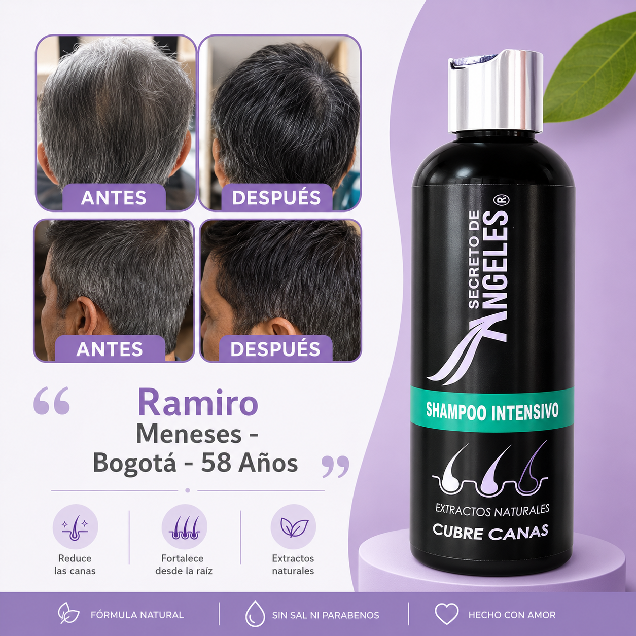 Shampoo Cubre Canas + Tónico Capilar – Cobertura Gradual y Natural