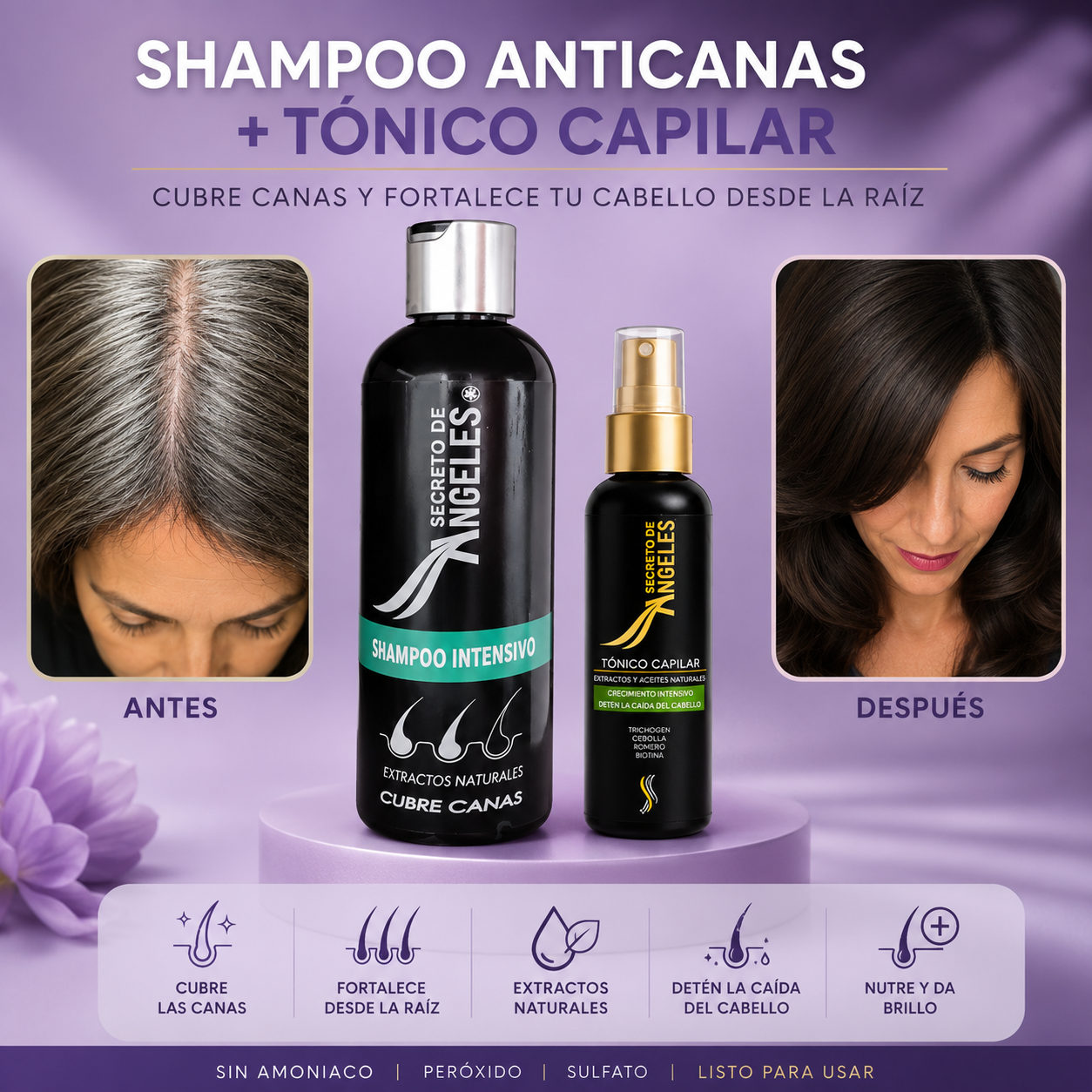 Shampoo Cubre Canas + Tónico Capilar – Cobertura Gradual y Natural