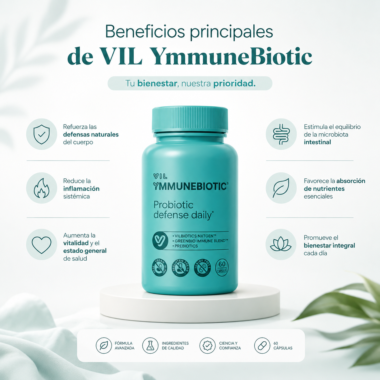 Vil YmmuneBiotic™ – El probiótico que refuerza tus defensas y te mantiene fuerte todo el año