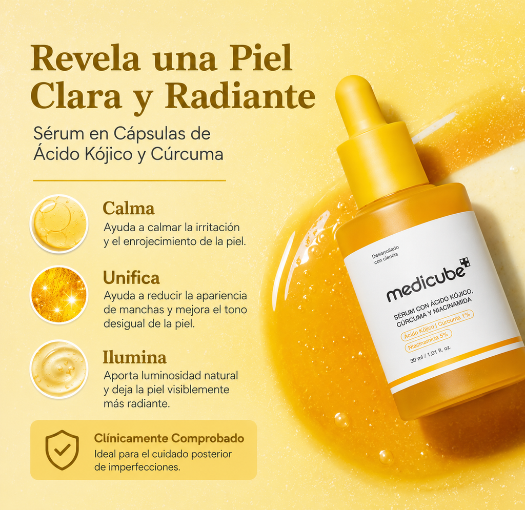 Medicube Cúrcuma + Ácidos Exfoliantes Serum 30 ml – Renueva e Ilumina la Piel Opaca