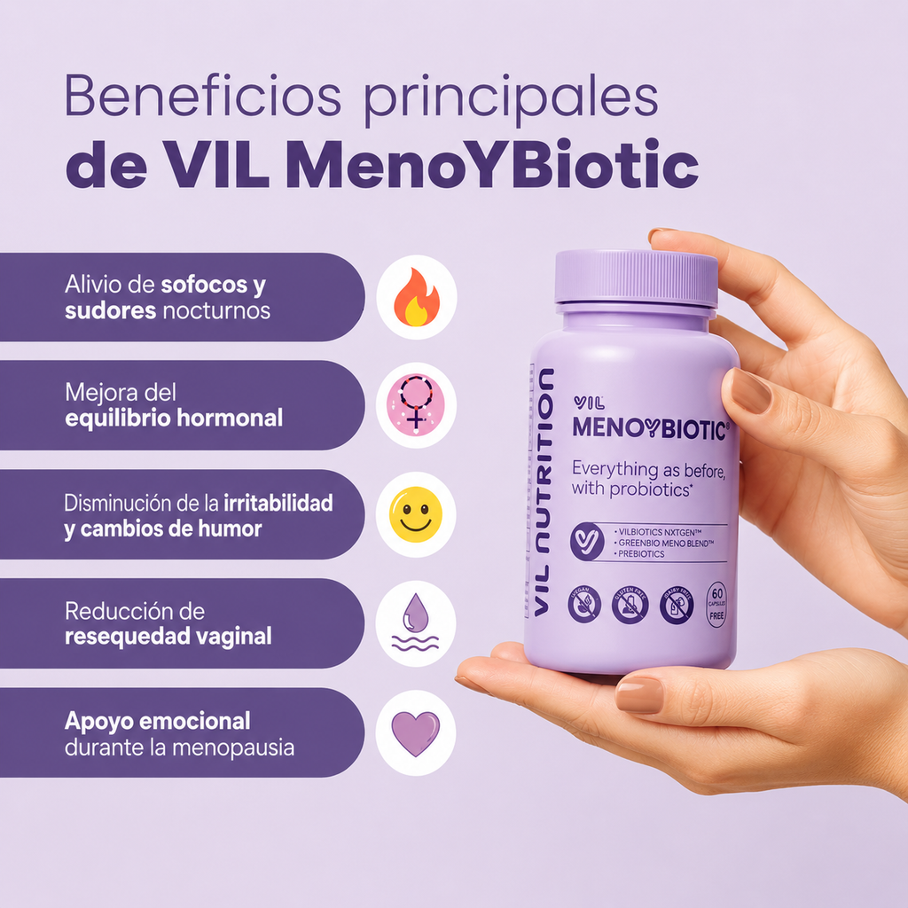 Vil MenoYBiotic™ – El probiótico que equilibra tus hormonas y alivia los síntomas de la menopausia